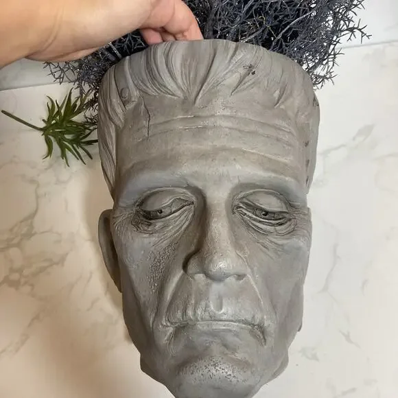 New Viral Martha Stewart Halloween Frankenstein Head Planter Bust Grey Decor - Picture 6 of 6